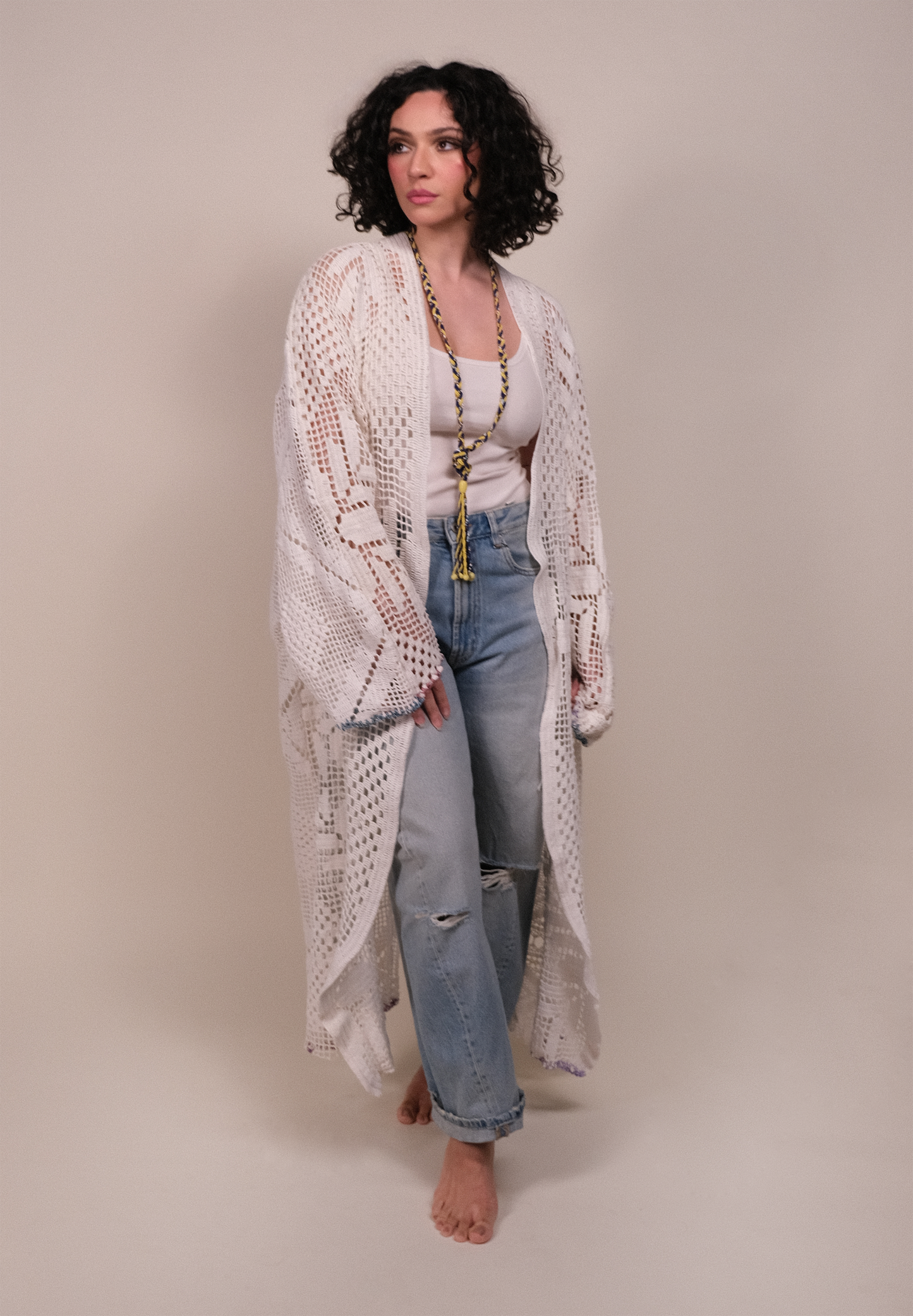 white kimono duster robe