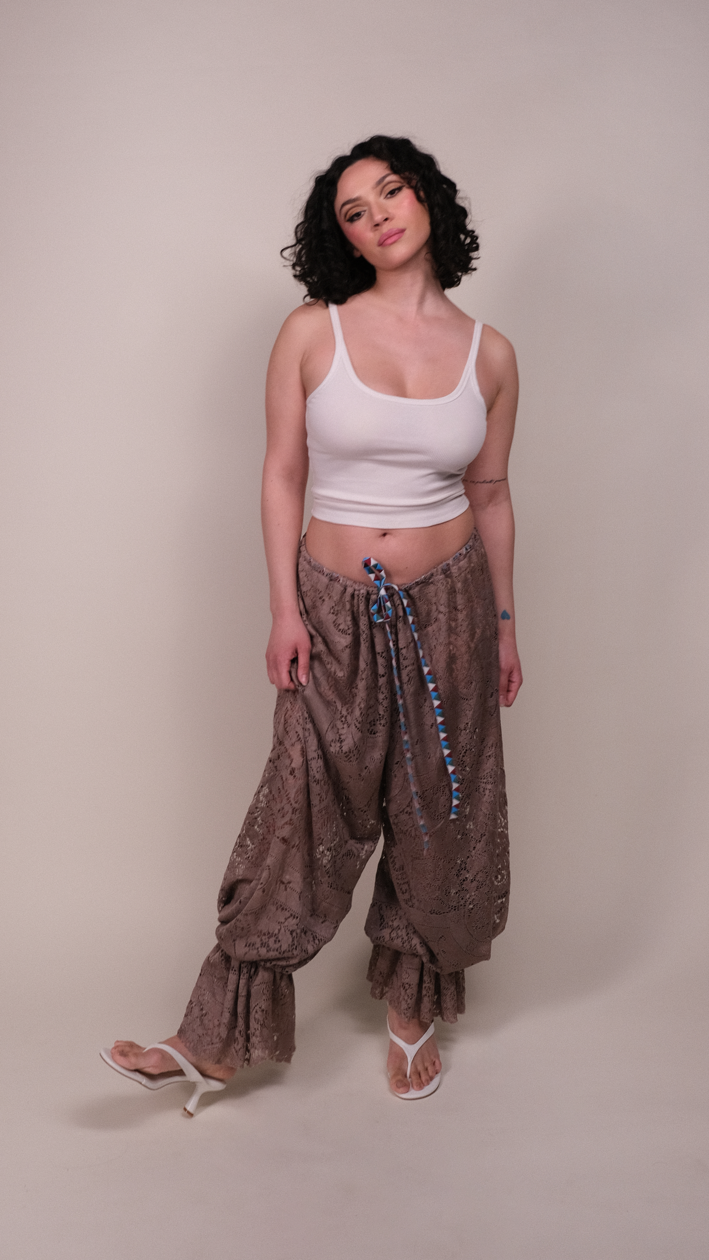 taupe harem bloomer pants